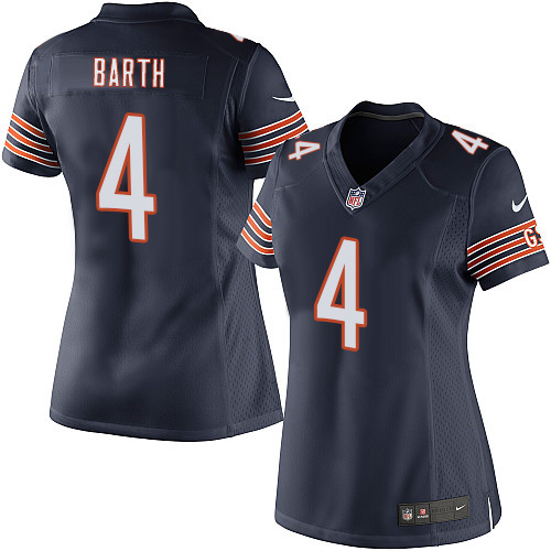 Women's Elite Connor Barth Nike Jersey Navy Blue Home - #4 NFL Chicago Bears